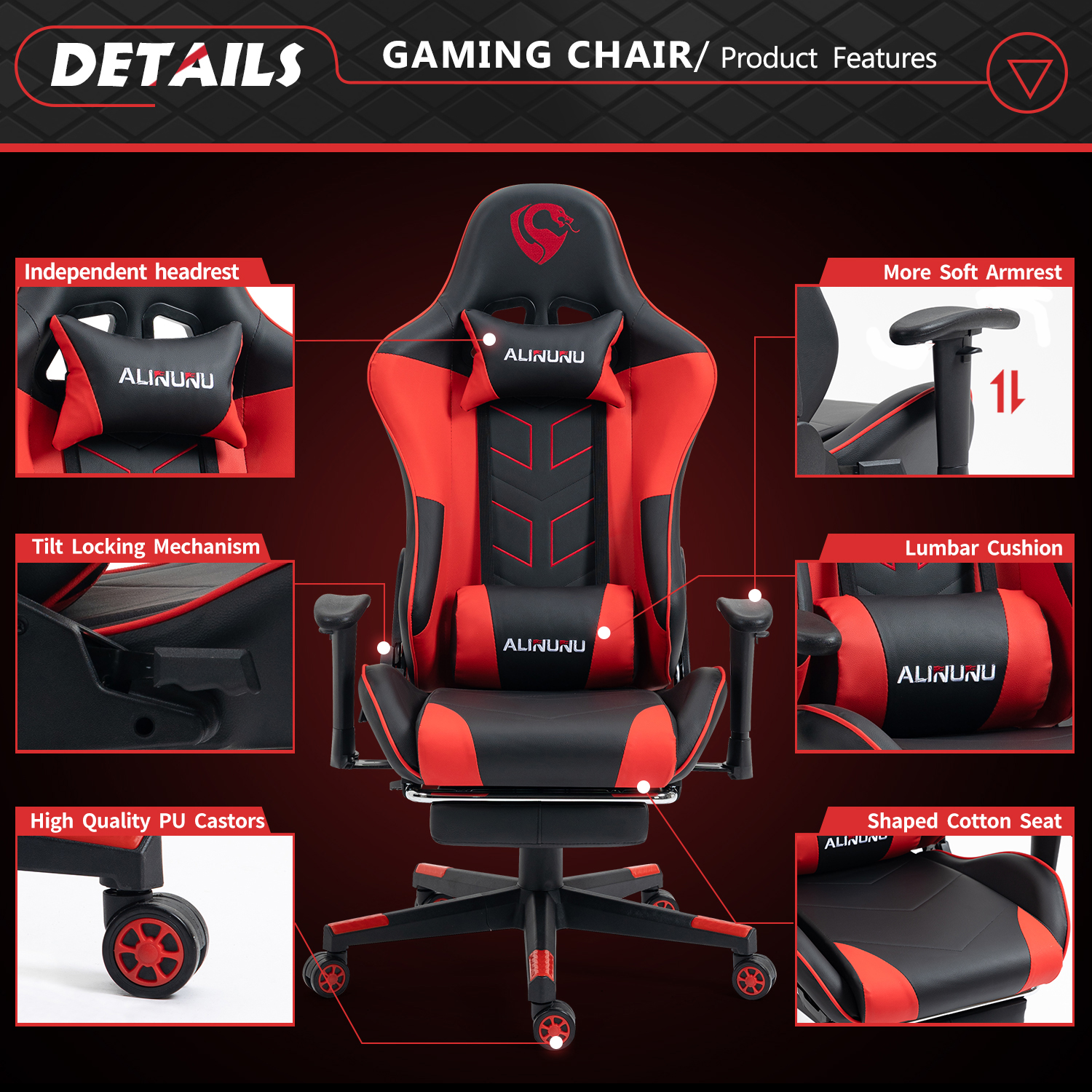 Take Your Gaming to the Next Level with ALINUNU High Back Gaming Chair and Footrest