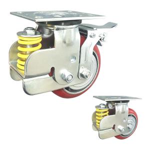 China 300kg Loading 6 Inch Polyurethane Wheels , ISO9001 Spring Loaded Caster Wheel factory