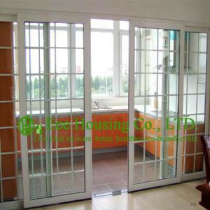 China Eco-friendly UPVC Sliding Door &amp; Window With Grilled Design, White Color and clear glass factory