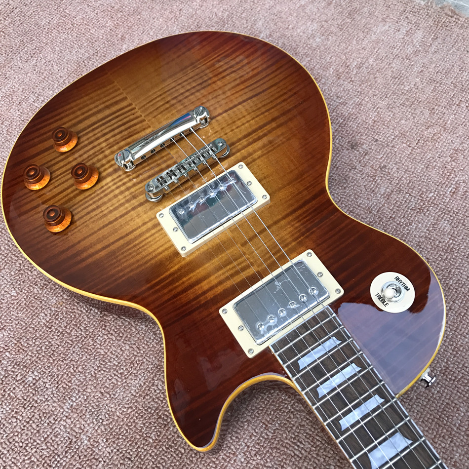 standard LP 1959 R9 electric guitar, Tobacco burst maple top LP electric guitar, Tune-o-Matic bridge, Free shipping