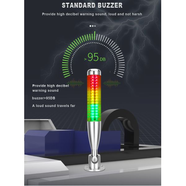 DC 24V Input LED Tower Lamp Foldable Machine Stack Light With Built In Buzzer 80lm/W Efficiency