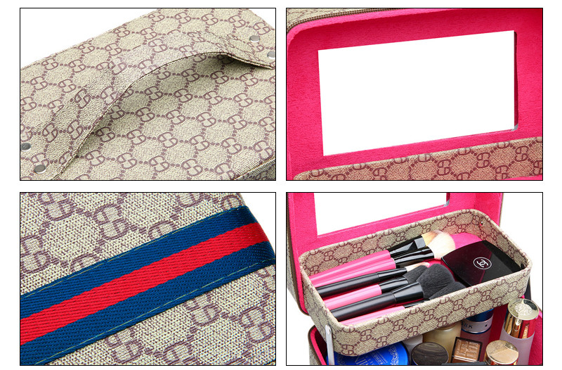 SGS Dustproof Pu Leather L24cm Makeup Storage Case