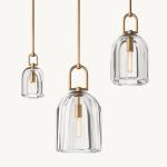 Cylinder Shape Glass Suspended Pendant Light Botanist Cloche Pendant Hardwired
