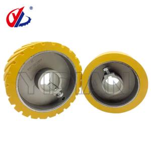 China Yellow Feeding Roller Rubber Wheel With Aluminum Core For Woodworking Double Side Planer Machine factory