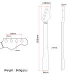 Maple Wood 5 String Electric Bass Guitar Neck Fingerboard 21 Frets Headstock