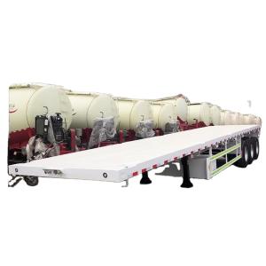 China Customizable 3 4 Axel 12.5M 40ft Flatbed Semi Trailer Container Flatbed Car Hauler For Sale factory