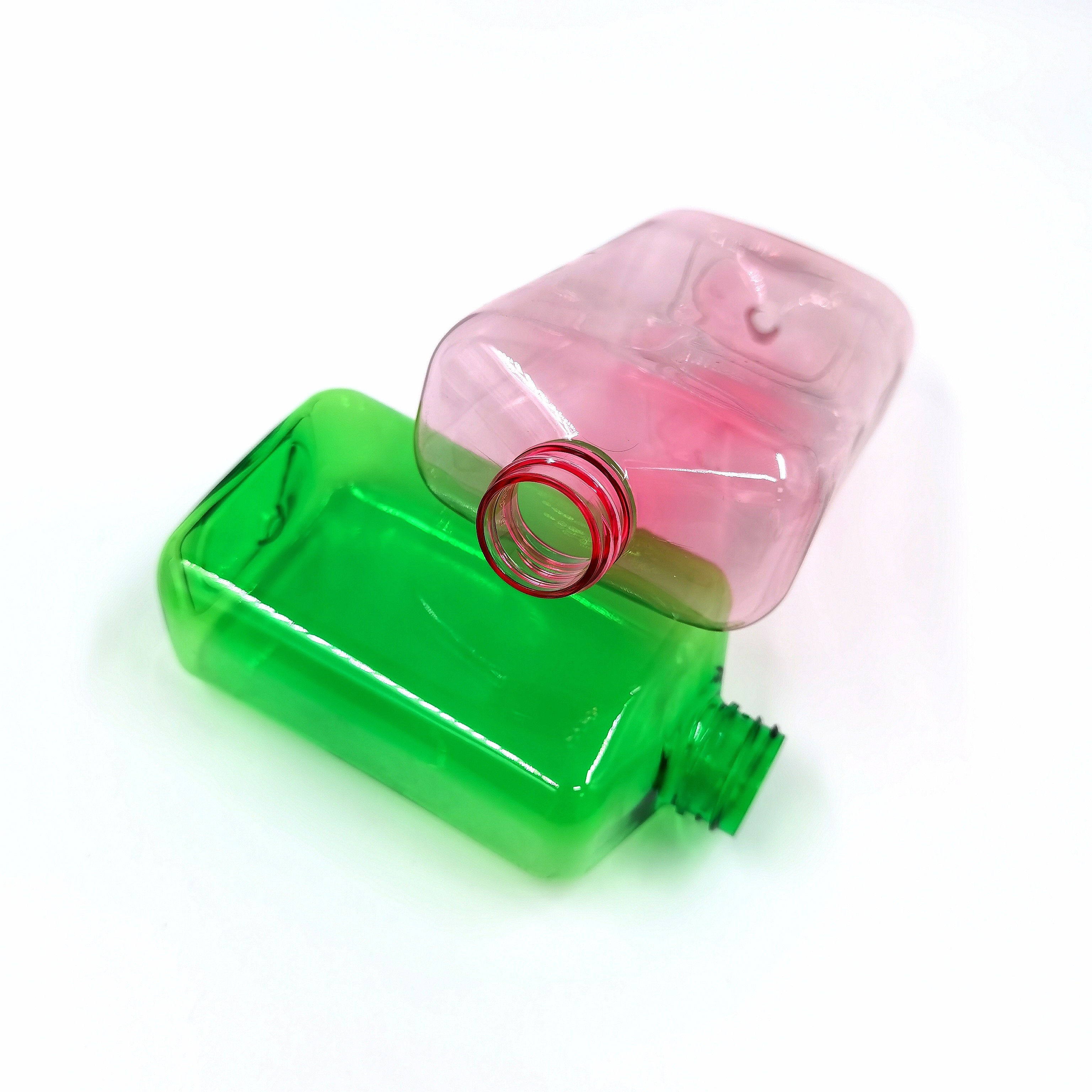 10oz 16oz Flat Pink Clear Plastic PET Bottle For Cosmetic