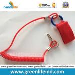 Simple Solid Green Expanding Coil Lanyard W/Economical Carabiner