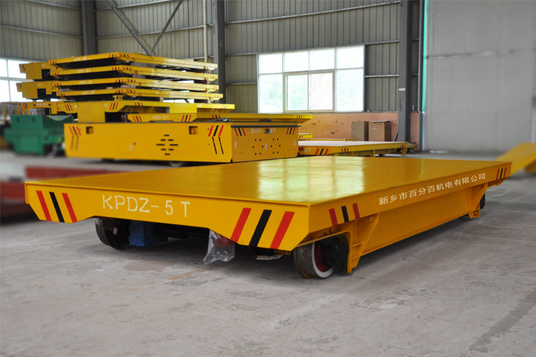 Metallurgy industry apply steel sheet handling low voltage rail electric flat car