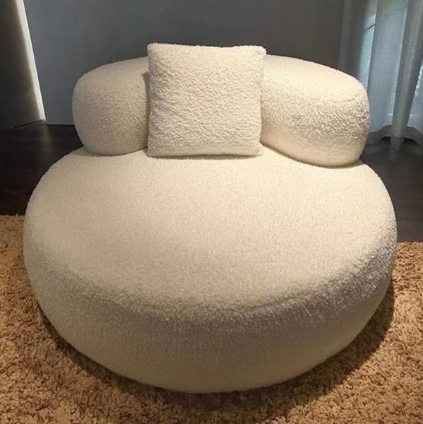 Living Room Round Banquette Sofa Bedroom Hotel Modern Lamb Fleece Round Seat