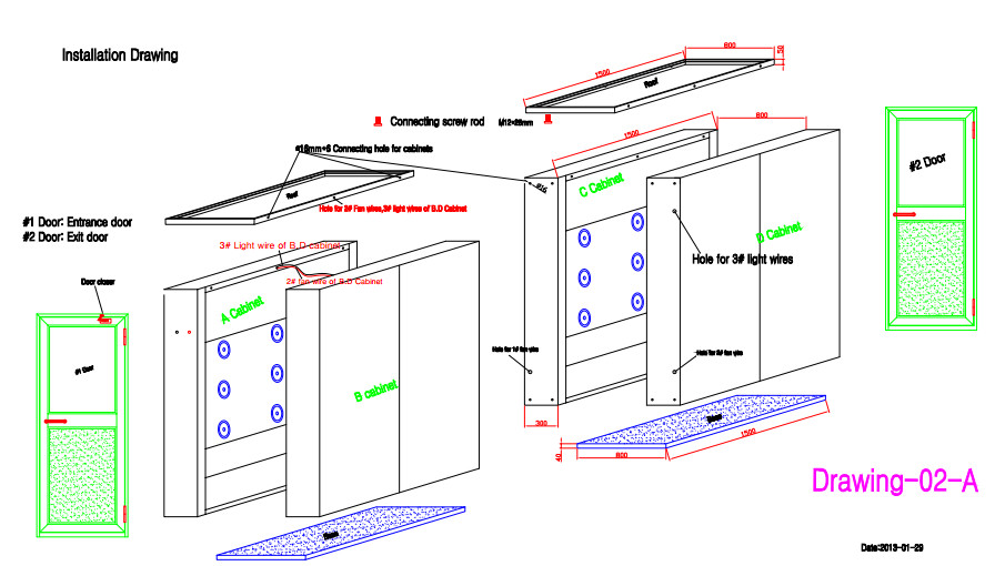 Depth 3000mm Air Shower Cleanroom With Manual Doors For Six People