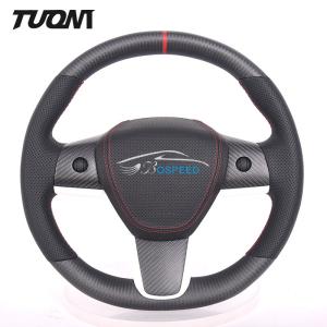 China Tesla Model 3 Y Carbon Fiber Matte Round Shape Steering Wheel Design Services factory