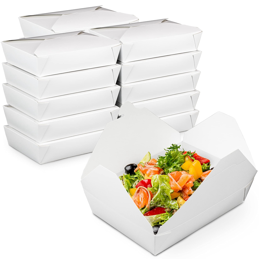 Disposable Salad Packaging Food Containers Kraft Paper Box for Fast Foods and Takeaway