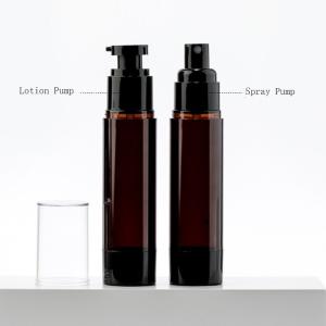 China Brown Empty Airless Pump Bottles Lotion Mist Spray Skin Care Cosmetic Bottle factory