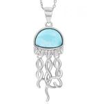 S925 Sterling Silver Larimar Stone Pendant Necklace Starfish Necklace for Women