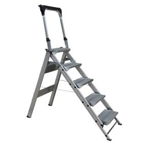 China Domestic Aluminum Step Stool With Handle 5 Step Aluminium Ladder factory