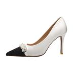 8333-5 Sexy Pointed Toe Color Matching High Heels Rhinestones Were Thin Beaded