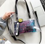 Customized Clear Waterproof Toiletry Bag ,ShinningPVC Transparent Bag, Long Hand