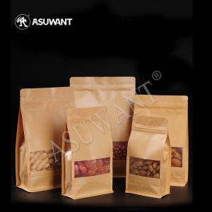 China Durable Kraft Paper Stand Up Zipper Bag Gravure Printing With See Through Window factory