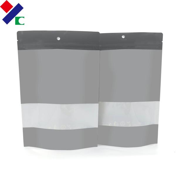 Zipper Top Snack Food Stand Up Mylar Bags With Clear Window