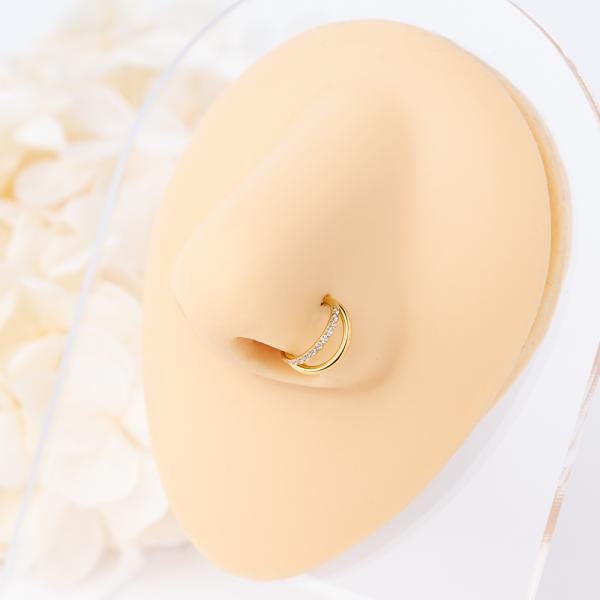 Double Layers Titanium Nose Jewelry Earring Piercing Nose Ring Gold F136 Hinged Segment