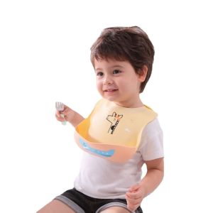 Soft Molding In One Solid Baby Silicone Feeding Bib Safe In Boiling Water
