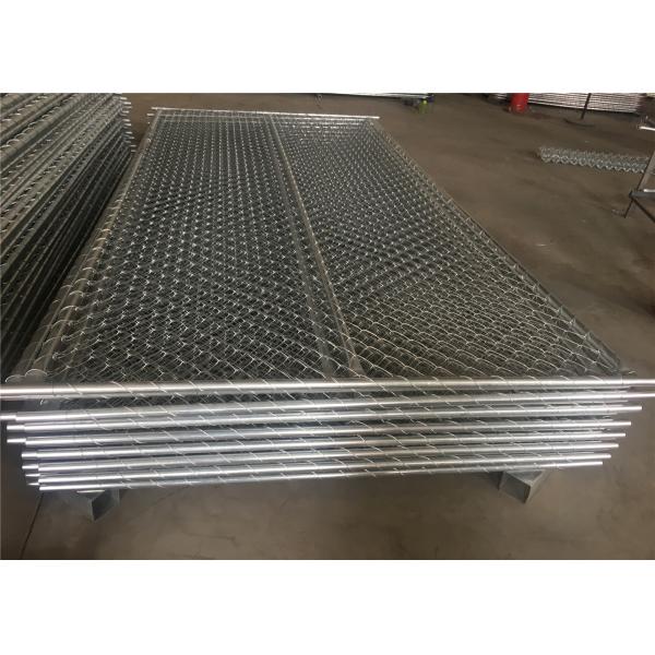 China 6'x9.5' construction chain link fence 2⅜"x2⅜"(60mmx60mm) chain mesh aperture tubing 38mm x 16 ga wall thick factory