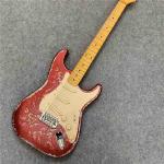 High Quality Electric Guitar Relic Retro Strat Electric Guitar with Pink Flower