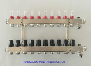 China 10 Port Stainless Steel 304 Underfloor Heating Manifold Set , China OEM Stainless Steel Manifold for Floor Heating factory