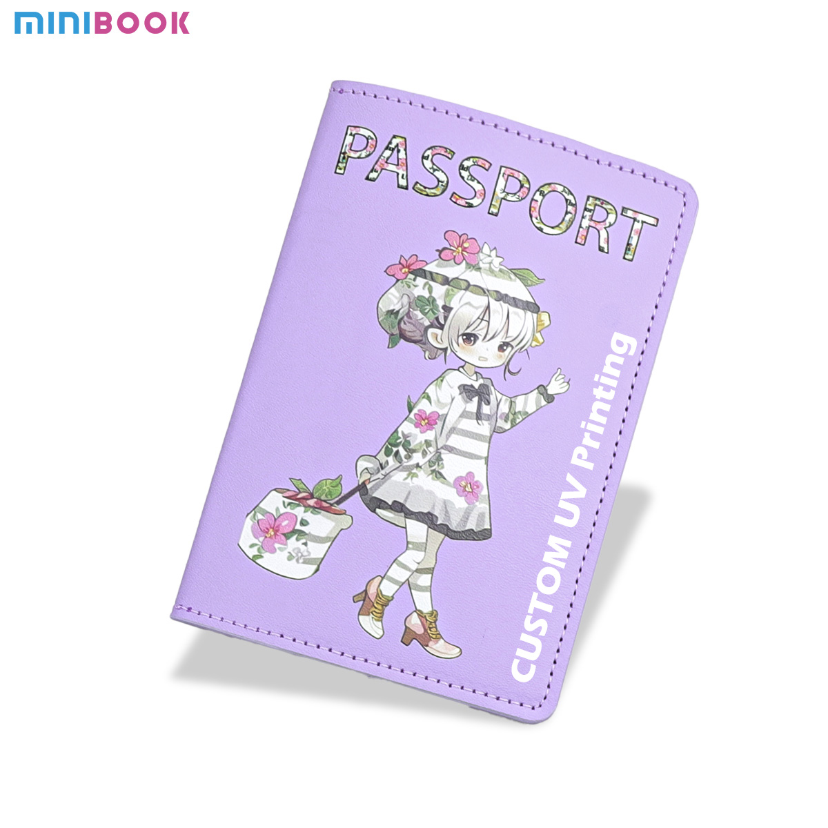 Custom Leather UV Printing Passport Travel Wallet for Business Cards and Credit Cards