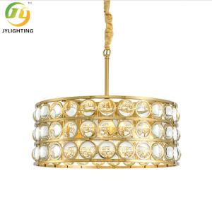 China Gold Clear Metal E14 Bulb Crystal Pendant Light Living Room Indoor Decorative factory