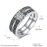 High Quality Classic 925 Sterling Silver Diamond Studded Cluster Engagement