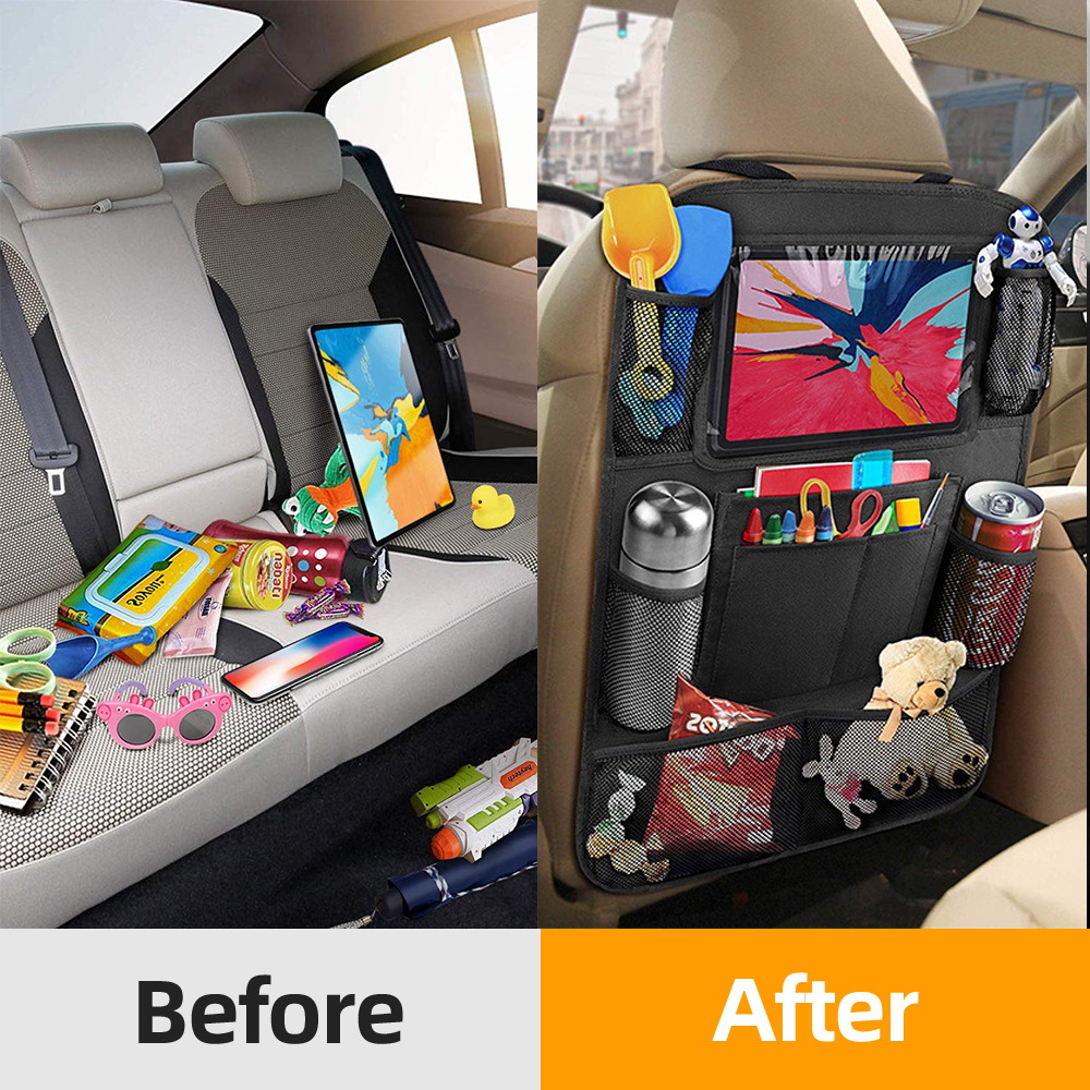 Customized Car Backseat Organizer With Touch Screen Tablet Holder Car Seat Back Protectors