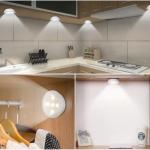 COB Kitchen Bathroom Remote Light 5 leds Round Sensor Lamp AAA battery 1.5w 2w