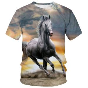 China Men Women Horse 3D Printed T Shirts Animal Graphic Casual Crew Neck T-Shirts factory