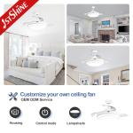 Bedroom Retractable Ceiling Fan With Light 3 Color Dimmable LED Light Remote