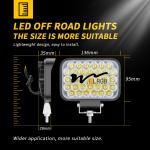 5" 33LED 100W Square Off Road Work Light White For JEEP 4x4ATV UTV
