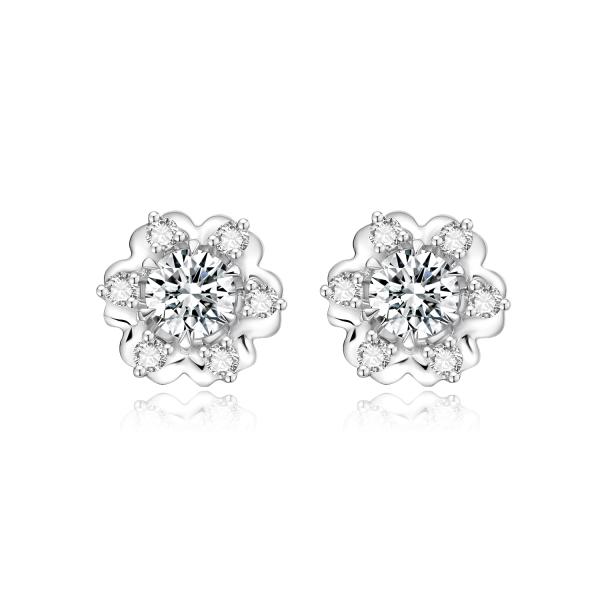New Flower Design 18k Lab Grown Diamond Earrings Jewelry for Women NGTC Certified Round shape diamond Earrings