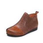 S086 New women's shoes retro handmade leather stitching fashion elastic flat