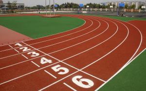 China 9MM Thickness Eco Sports Flooring Good Flatness Full PU Athletic Running Track factory