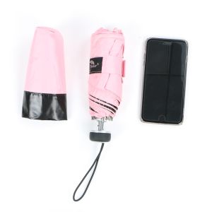 Women Pink Small Lightweight Umbrella , Foldable Uv Ultra Compact Umbrella