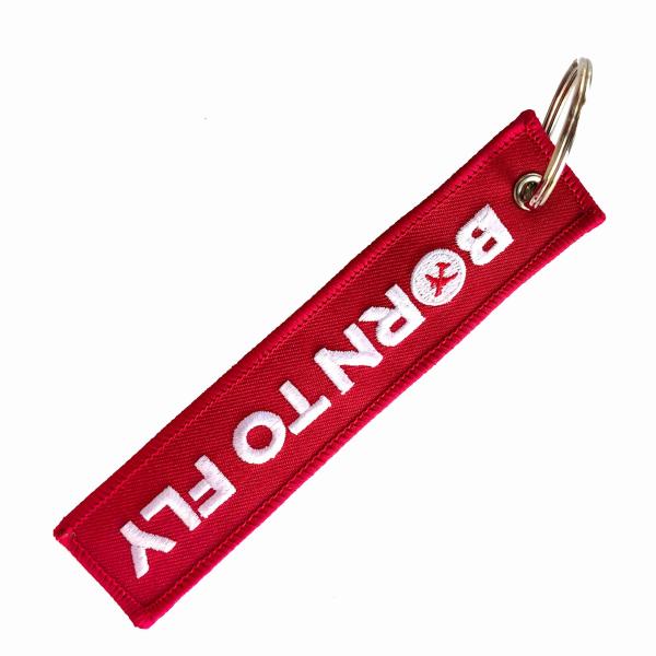 China Statement Keychain Accessory - Red/White Embroidery Design, Durable Metal Ring & Colorfast Threads factory
