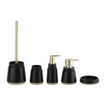 Black Polyresin Bathroom Accessories Set Soap Dispenser Tray For Home Hotel