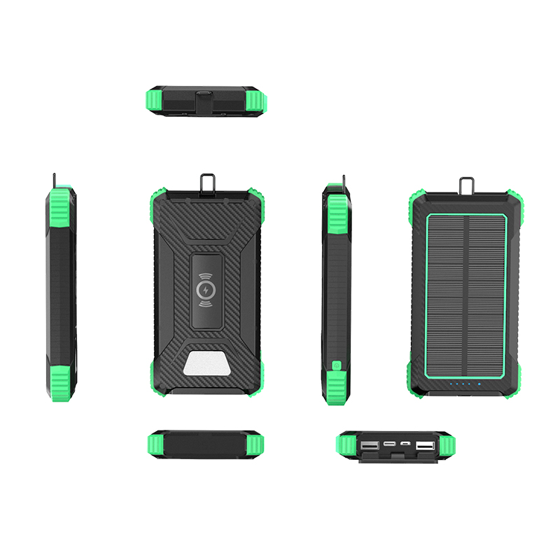 Wireless Output 5W Solar Power Bank 2.1A Output 10000mAh for iPhone 15 Outdoor Charging