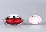 Red Color Empty Plastic Cream Jars , Mini Cosmetic Containers With Lids