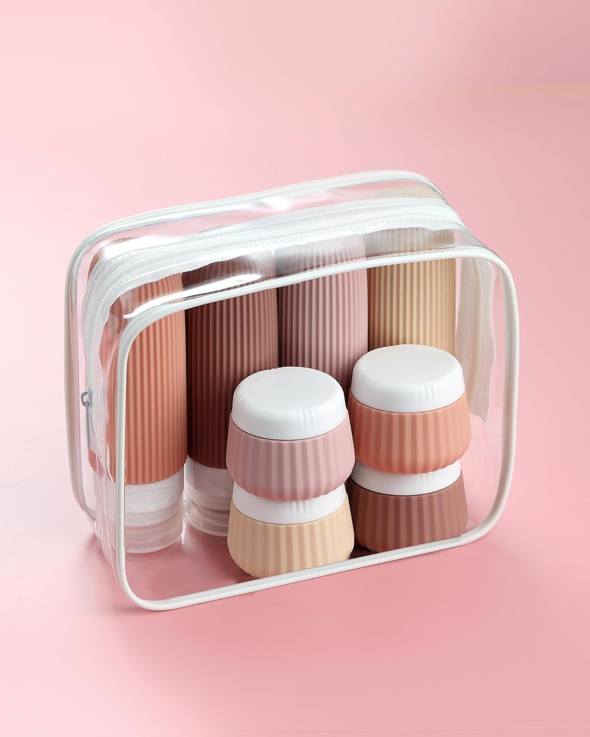 Portable Squeeze Silicone Travel Toiletry Bottles Kit 8 Pack BPA Free