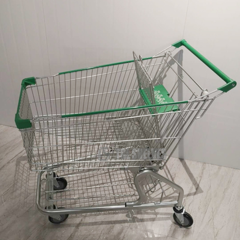 Heavy Duty Shopping Cart Trolley 125L Capacity 4 wheels Steel Material