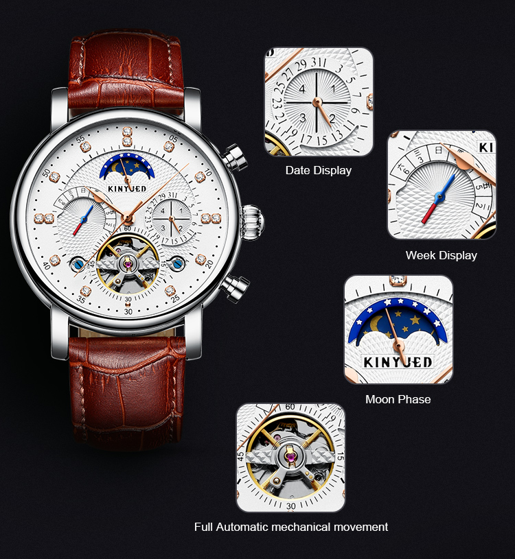 Custom Logo Leather Wrist Watch High Precision Accurate Travel Time