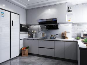 China L Shape Kitchen Pastoral Style Wood Home Cabinet Wooden Storage Apartments factory