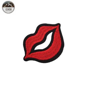 China Sexy Red Lips Sew On Embroidered Patches / Custom Sew On Badges Eco Friendly factory